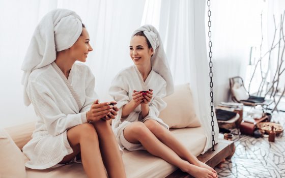 Two,Young,Women,Are,Relaxing,In,Spa,And,Wellness,Center. Two,Young,Women,Are,Relaxing,In,Spa,And,Wellness,Center.